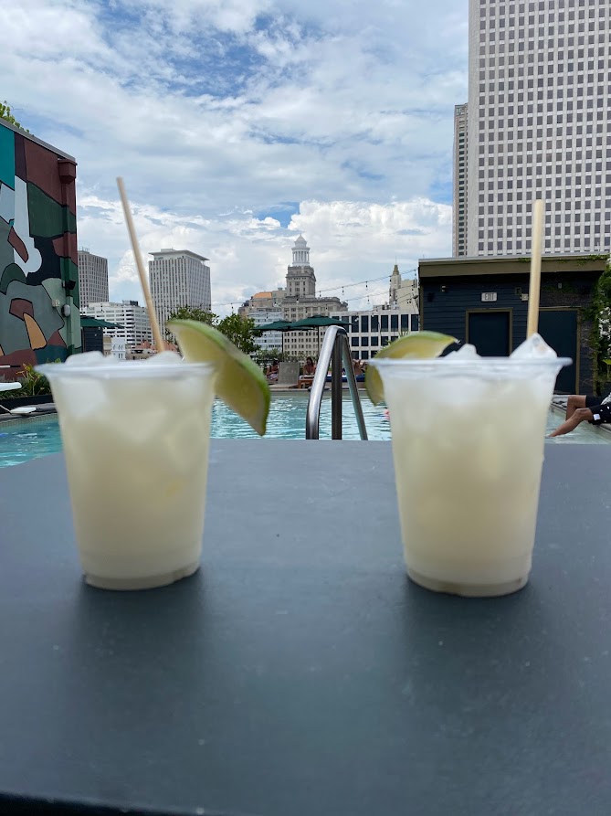 Drinks served at the ALTO rooftop poolside bar at The Ace Hotel in New Orleans