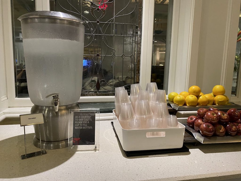 Water station at the Delta Sky Club in Orlando