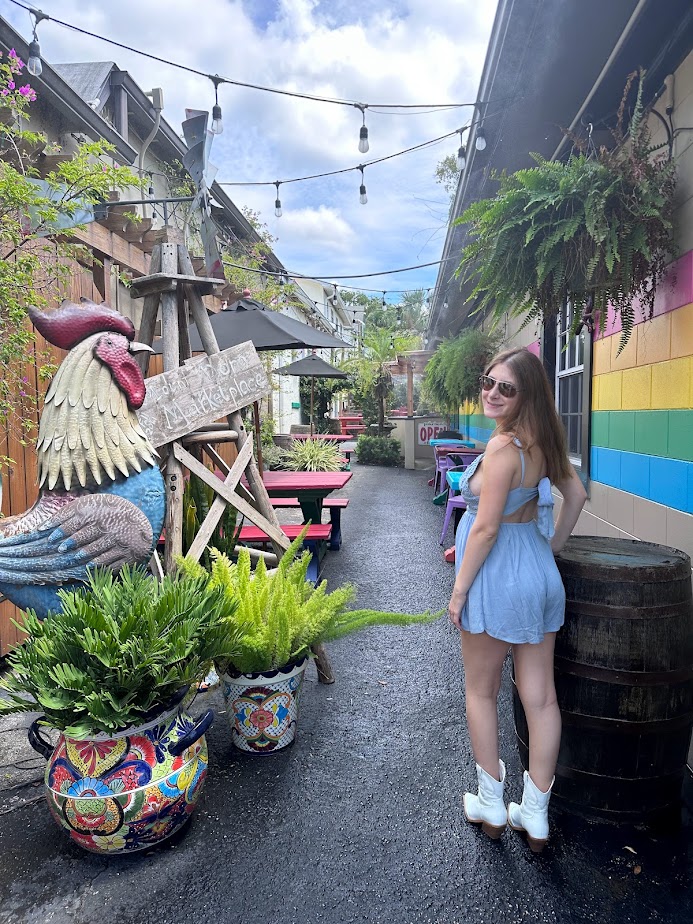 Walking down a street in Mount Dora, the most charming town near Orlando