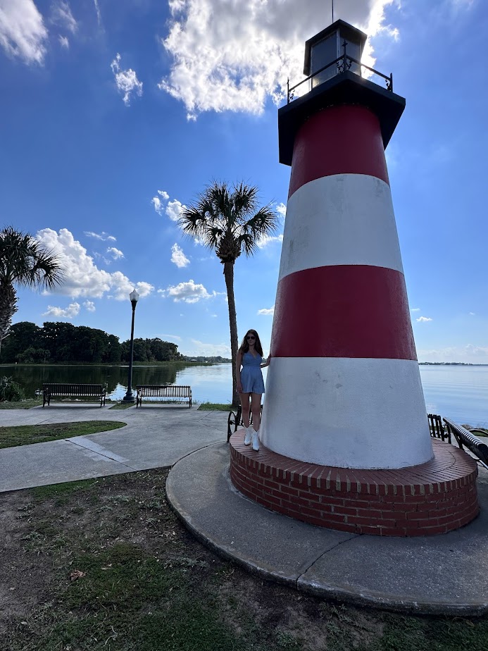 Standing next to the Mount Dora lighthouse