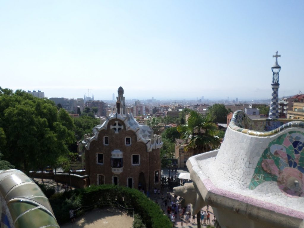 Picture of some of the architecture in Park Güell in Barcelona, which is one of the most beautiful Spanish cities.