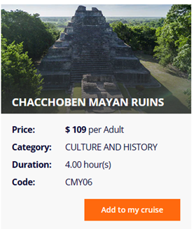 MSC Cruises price for Chacchoben Mayan Ruins tour
