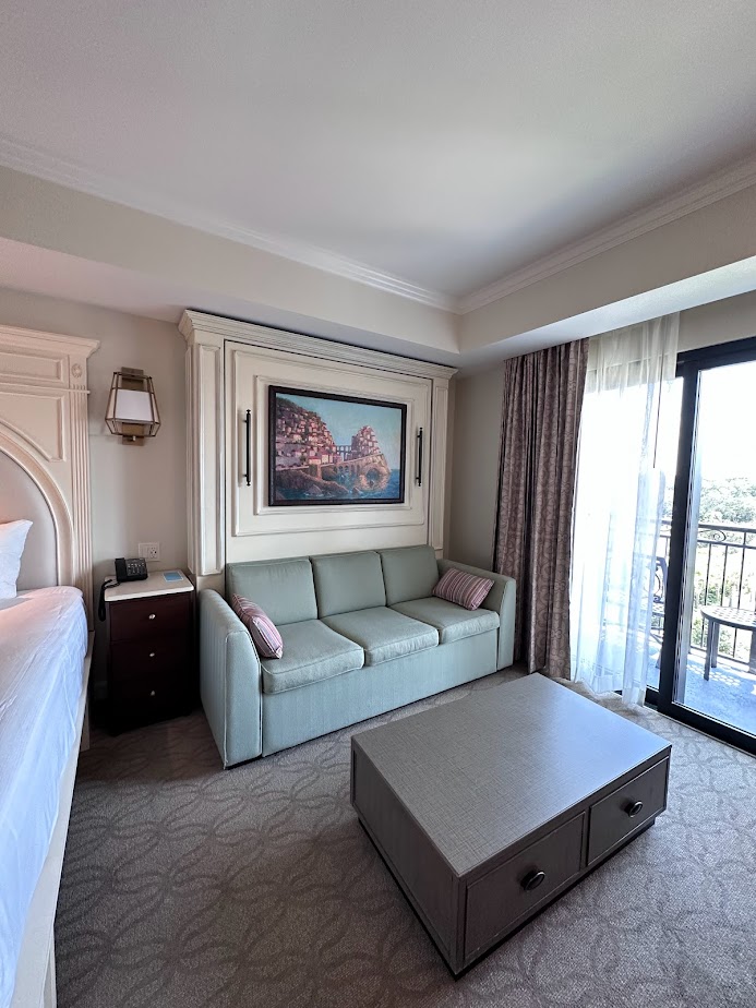 Disney’s Riviera Resort Deluxe Studio couch and Murphy bed