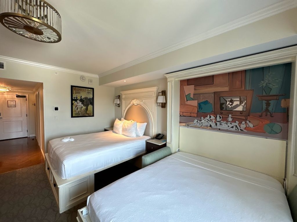 Disney’s Riviera Resort Deluxe Studio primary bed and Murphy bed